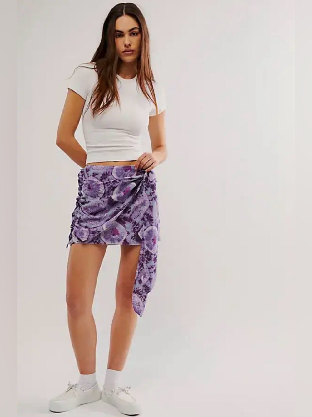 NWT Free People Sweet As Beach Mini Skirt in Purple Combo- Tie Dye Size 10